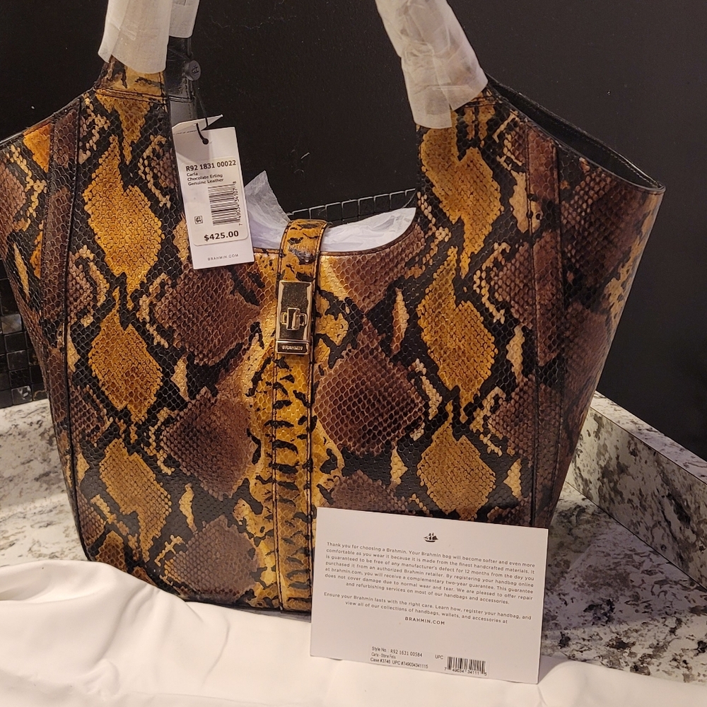 Chocolate snakeskin Brahmin handbag